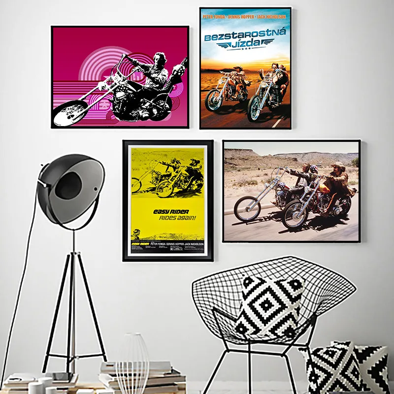 Motocross Easy Rider White Glossy Paper Poster Art Prints Moto Modern Art Painting Home Wall Art Decor