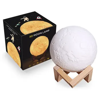 

3D Printing LED Moon Lamp Lighting Touch Sensor Switch 2 Brightness USB Rechargeable Decorative Lights Dimmable 7.1inch