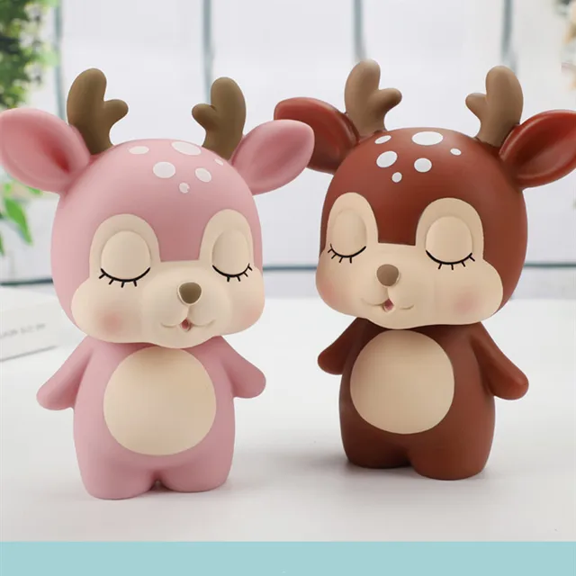 Cartoon Deer Piggy Bank Cute Animal Fall-proof Vinyl Children Savings Toys Kids Boy Girl Birthday Gift 1