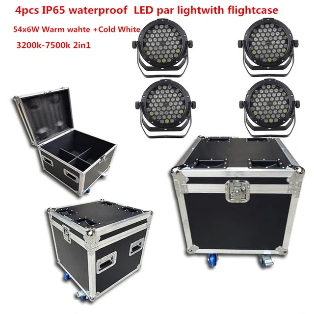 4X IP65 Водонепроницаемый 54x6 Вт led Par свет с flightcase RGBW RGB 3в1 ветряная мельница Теплый Белый led par открытый профессиональный этап - Цвет: 54x6W cc cw 2in1