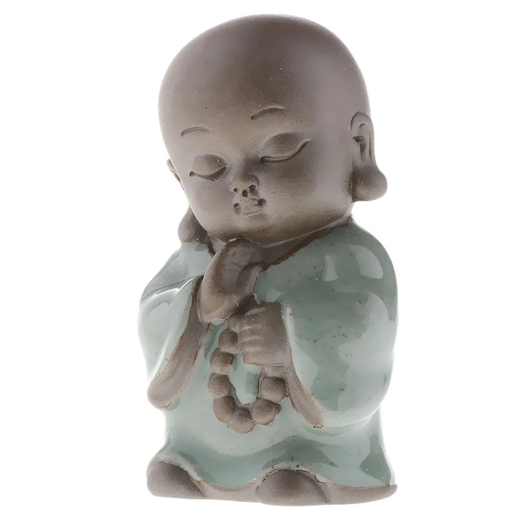 Monk Baby Buddha Figurine Ceramic Statue Home Office Table Desk Decor Small Monk Statue Zisha Tea Pet Ceramic Buddha Statue