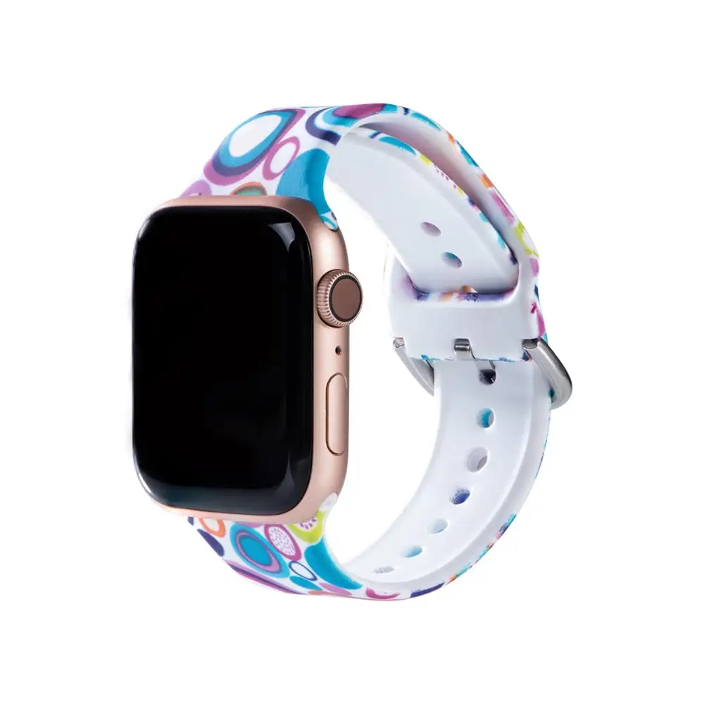 FIFATA мягкий силиконовый сменный ремешок для часов 38 мм Apple Watch Series 1 2 3 4 5 42 мм для цветного узора iWatch наручный браслет