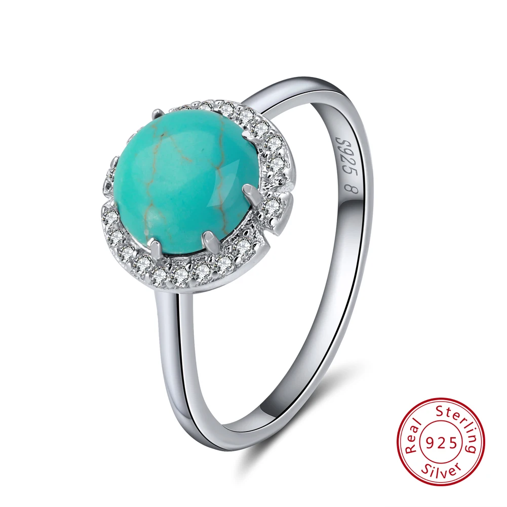 ORSA JEWELS женское серебряное кольцо из натуральной 925 пробы с бирюзой, кубическое женское циркониевое кольцо, Трендовое ювелирное изделие SR55 - Цвет камня: Turquoise