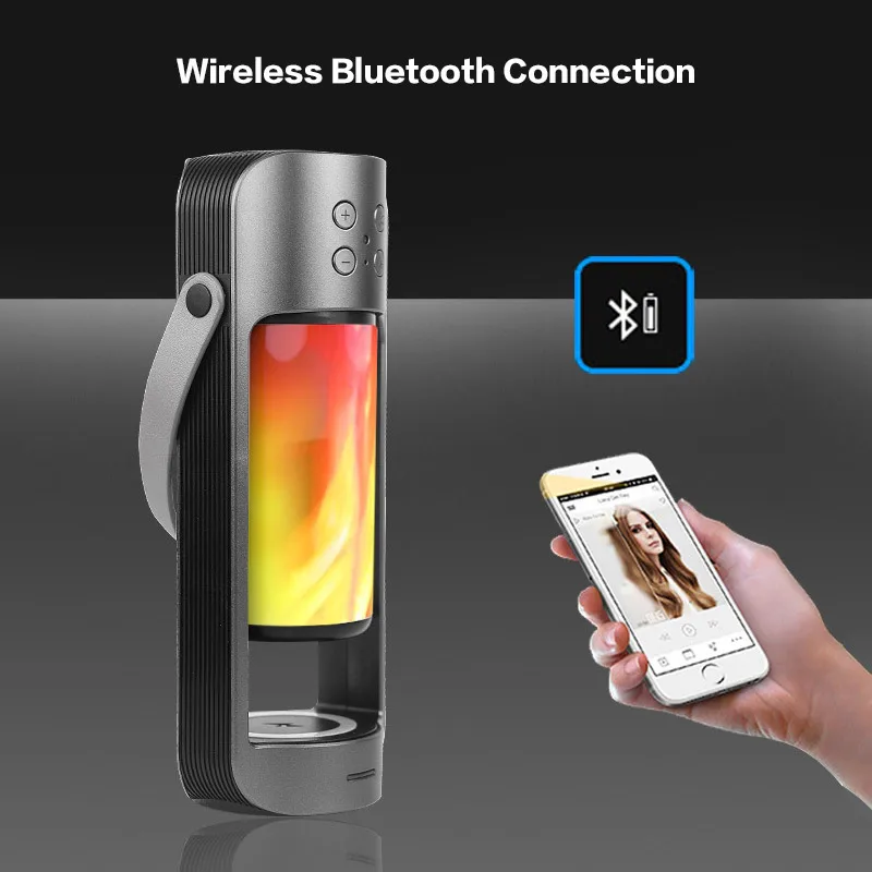 BRELONG USB портативный электрический ремень Bluetooth аудио пламя лампа поддерживает 10 Вт беспроводной ночной Светильник