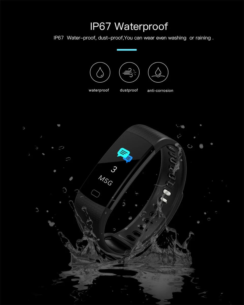Y5 смарт-Браслет фитнес-трекер часы здоровье пульсометр кровяное давление водонепроницаемый смарт-браслет для мужчин и женщин Smartband