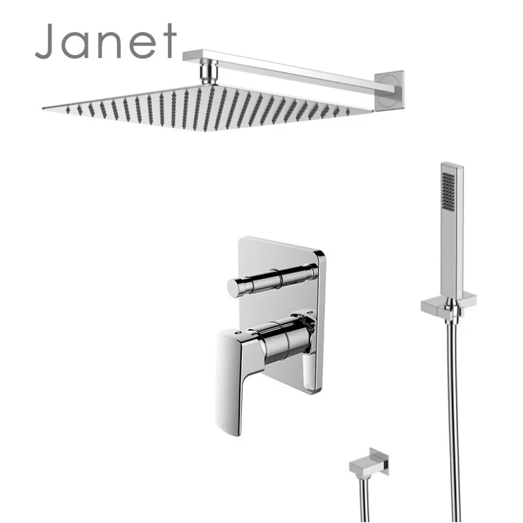 

All copper cross-joint dark outfit shower hotel household multifunction shower set square embedded bathroom shower sets