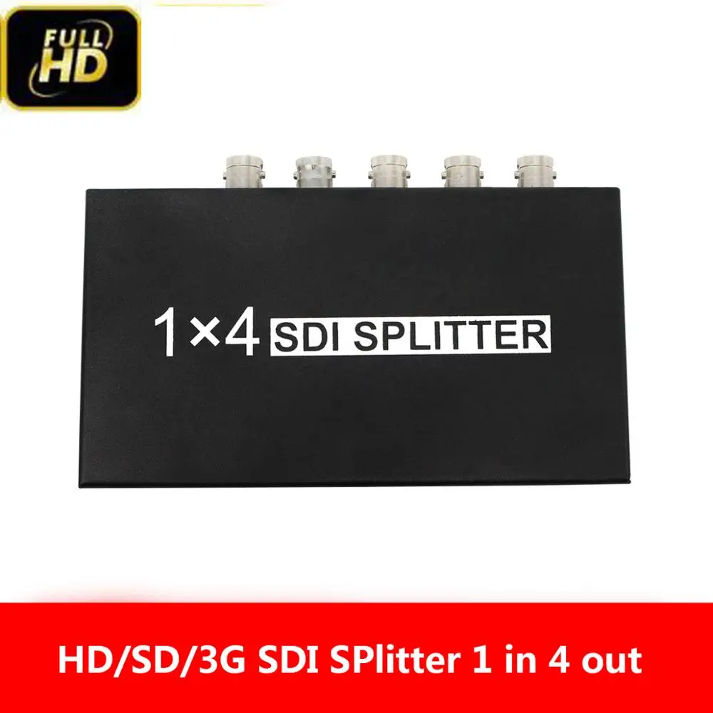 

1x4 SDI Splitter Amplifier Converter SD-SDI HD-SDI 3G-SDI Video Repeater Extender Adapter Distribution 1 in 4 out Camera to TV