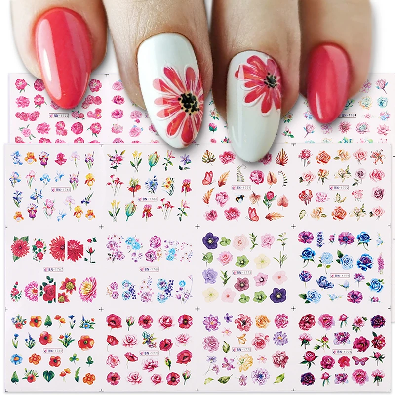 12pcs/lot Sex Nail Art Sticker Flower Water Tranfer Sticker Nails Beauty  Wraps Foil Polish Decals Nail Art Decorations JH001 - AliExpress