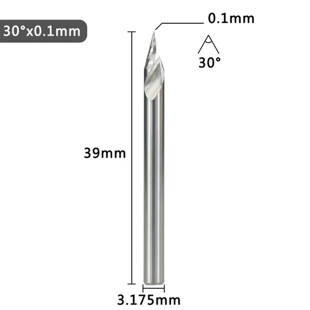 3D Engraving Bit V Shape Tip Milling Cutter Carbide 2060 Degree Single