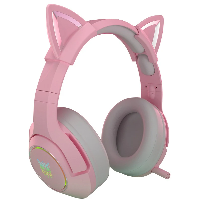 New K9 Pink Wired 3 5MM USB Cat Ear Headphone Headset With Microphone Hifi 7 1 Channel Music Gaming Headset For Computer