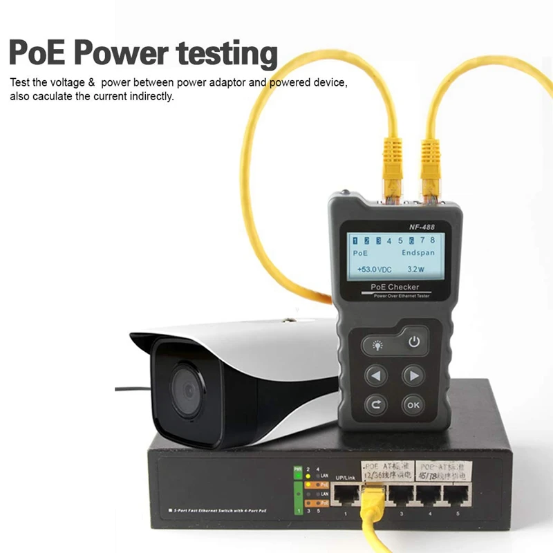 NOYAFA NF-488 PoE тест питания сети PoE тест er проверка по Ethernet Cat5, Cat6 Lan тест er сетевые инструменты PoE тест-коммутатор
