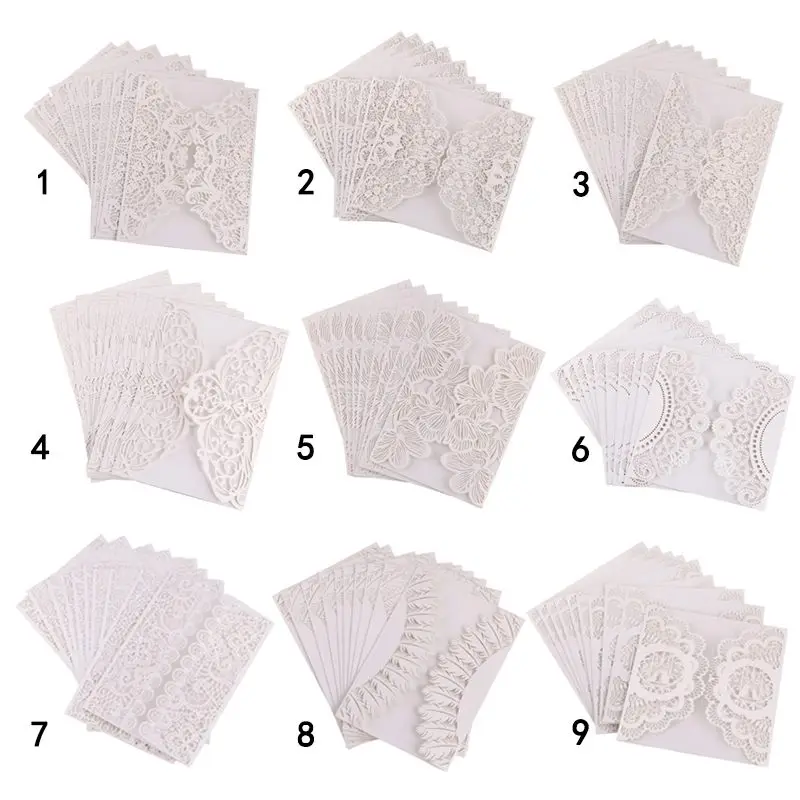  10Pcs Elegant Wedding Invitation Cards Envelopes Seals Covers Wedding Decoration - 4.00037E+12