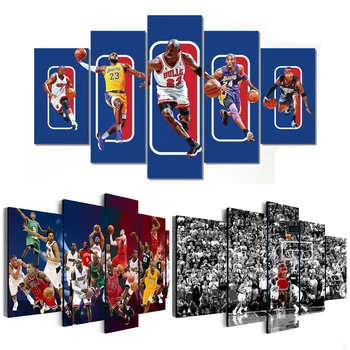 

5 Piece Canvas Art Poster for Kids Boy Bedroom Art Decoration Basketball Star Canvas Painting Modular Wall Pictures Art Prints