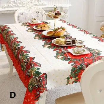 

Christmas Tablecloth Jingle Bell Printing Table Cloth Dining Table Dust Cover for Christmas Decorating Supplies