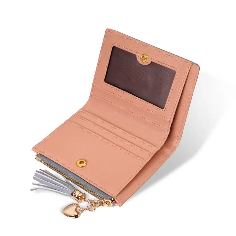 Модный женский кошелек с кисточками для кредитных карт, маленькие Роскошные брендовые кожаные короткие женские кошельки и кошельки Carteira Feminina