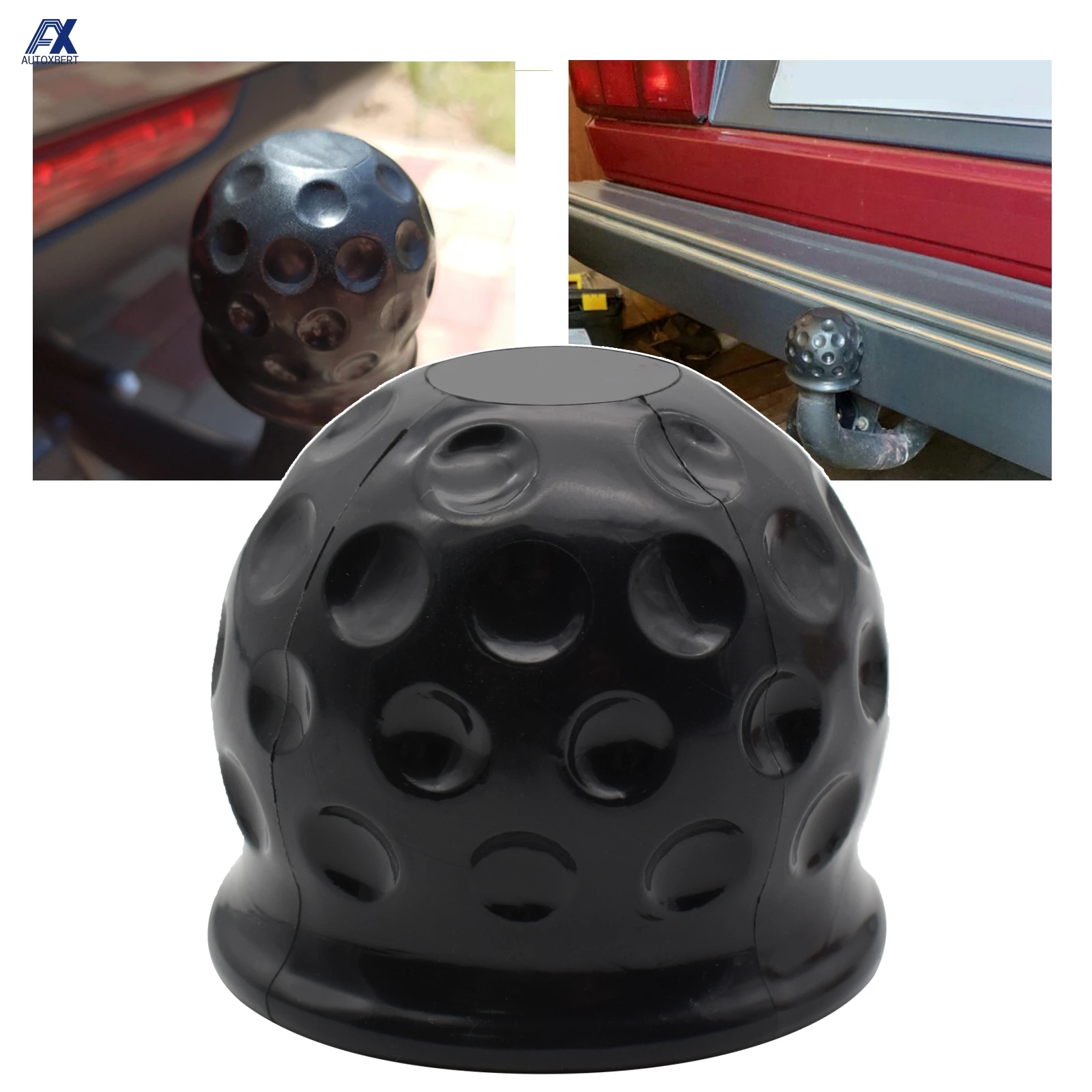 Tow Bar Cap Towing Hitch Trailer Ball Cover Caravan Truck Trailer Towball Protect 50Mm Rubber Black Universal Car Accessories