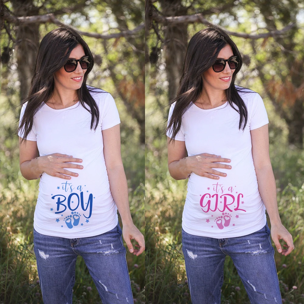 Tshirt Pregnancy-Clothes Mom Materinity Pregnant-Anouncement Short-Sleeve Women Summer