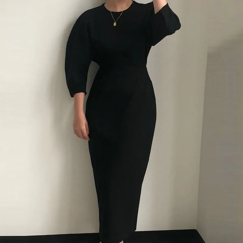 French White Dress Women One-Piece Korean Elegant Office Dress 2020 Spring Autumn New Fashion Long Sleeve Dress Vestidos Female