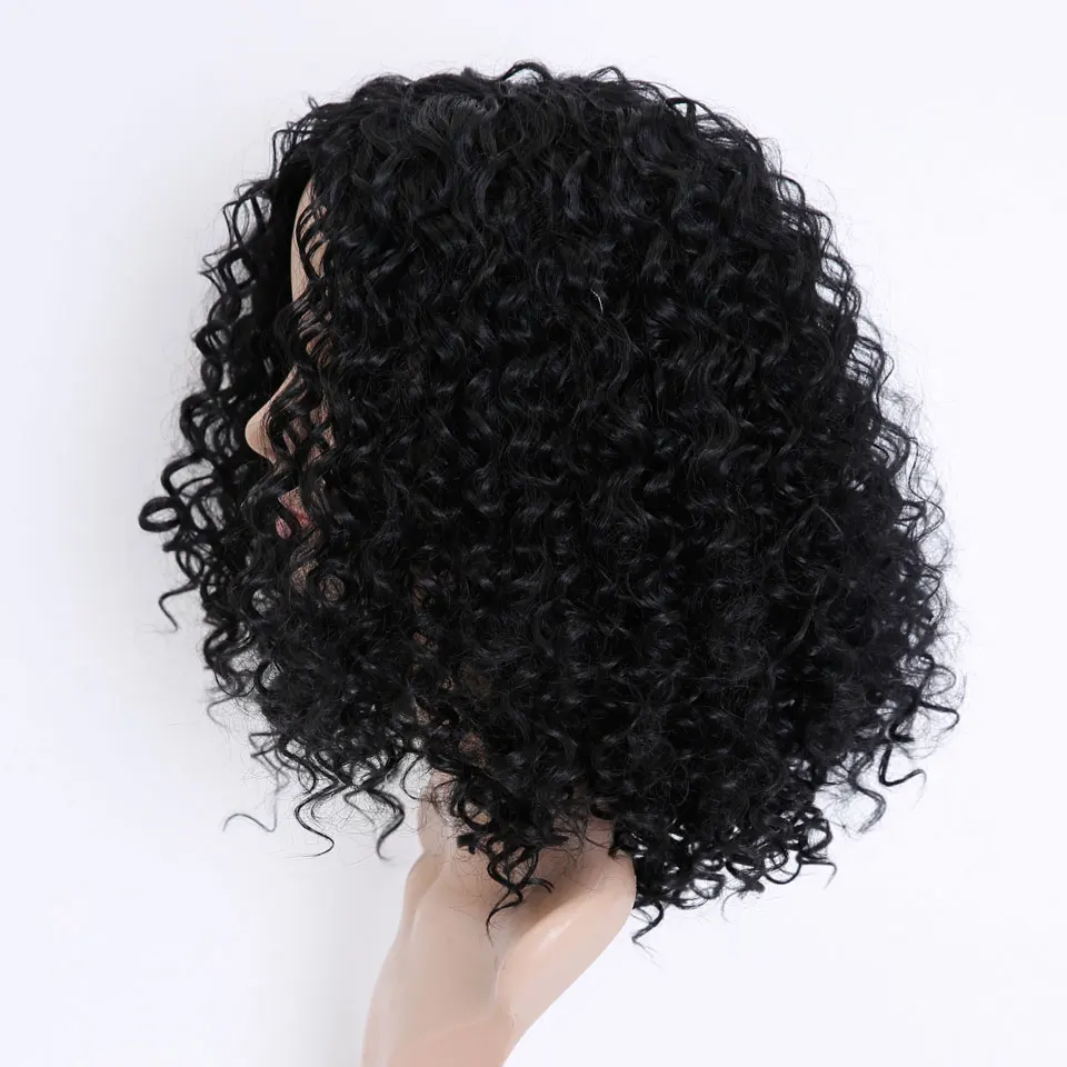 Comprar Pelucas rizadas Afro cortas Allaosify para mujeres pelucas sintéticas pelo resistente al calor esponjoso Afro Americano pelo negro Natural