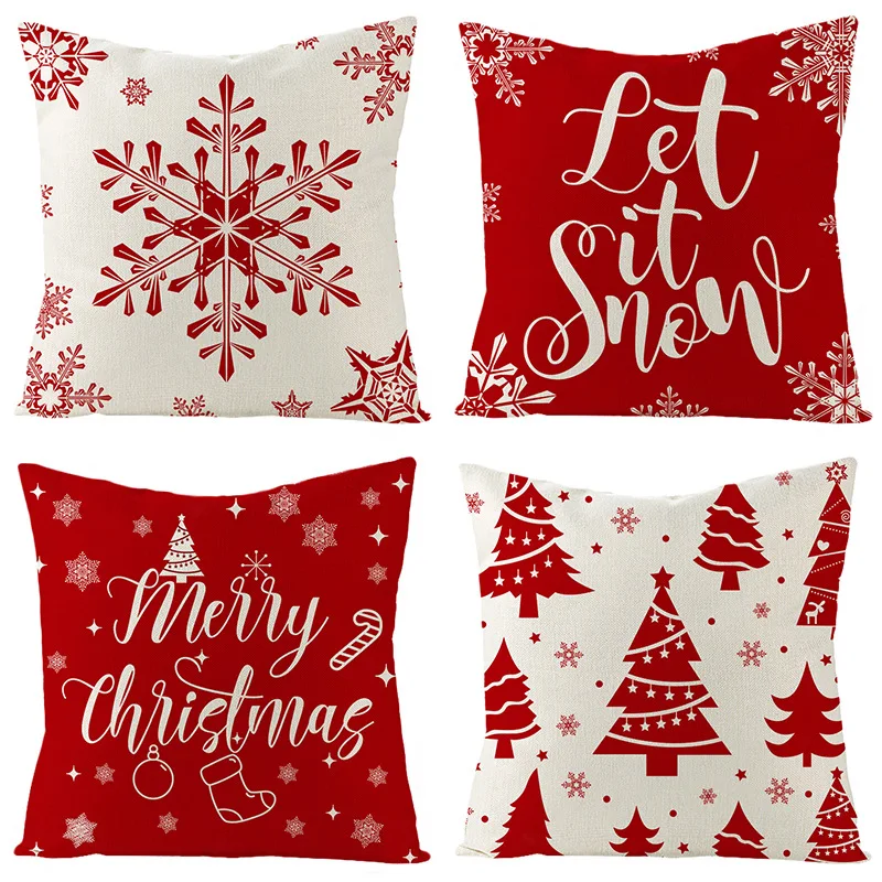 Christmas Decoration Pillow Covers Red Christmas Throw Pillows Covers