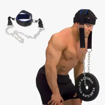

50cm Neck Muscles Builder Chain Equipment Exercise Trainer D Shackle Resilient Weight Lifting Adjustable Strength Neck Exercise