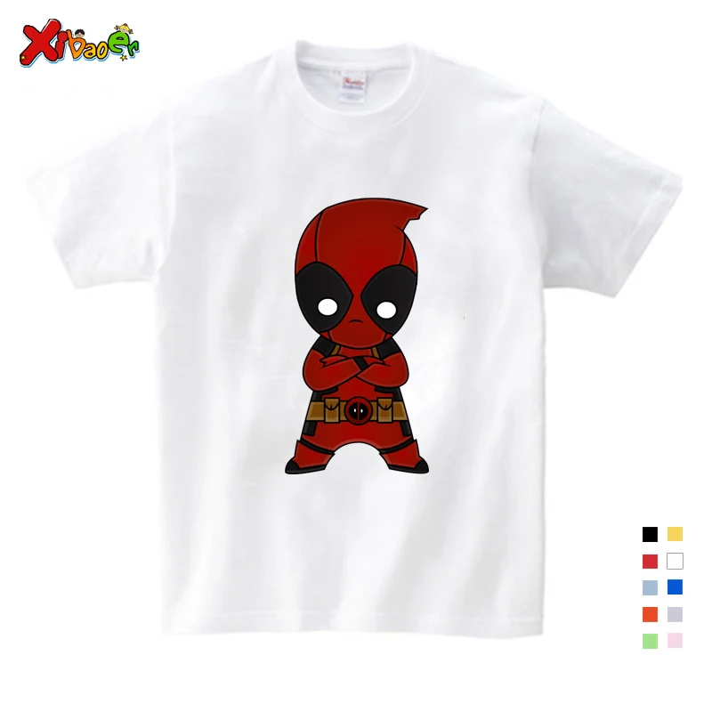 

2019 Lovely Deadpool Cartoon Kids T Shirt Boys Clothes Avengers Superhero Spider-Man Captain America Tshirts Kids Clothes