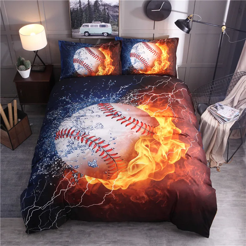 

HM Life 3D Printting Bedding Sets 3Pcs/Set Sport Basketball Football Printed Unique Modern Style Home Textile Duvet Cover Sets