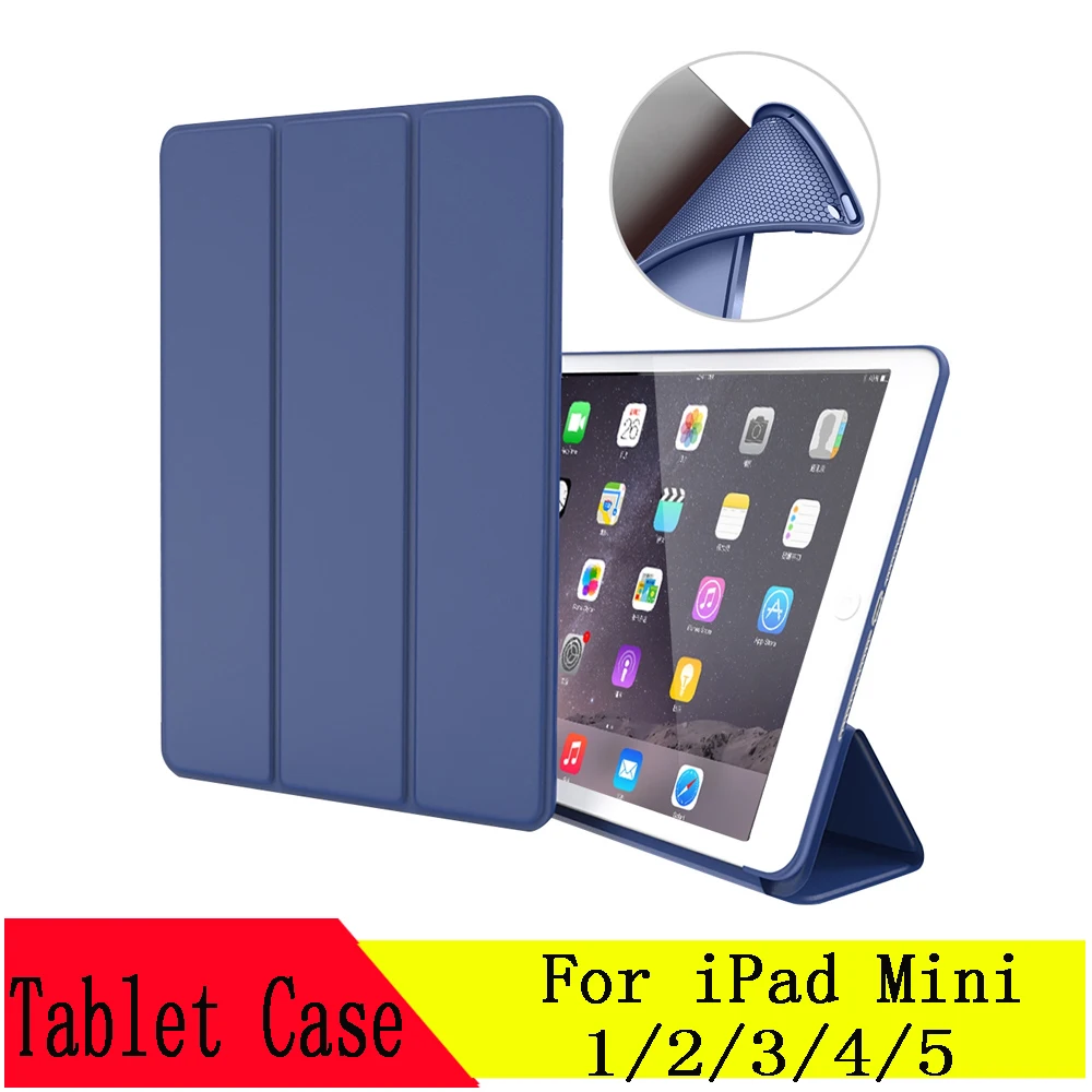 For IPad Mini 4/3/2/1 Smart Cover Case Back Trifold Stand Sleep PU