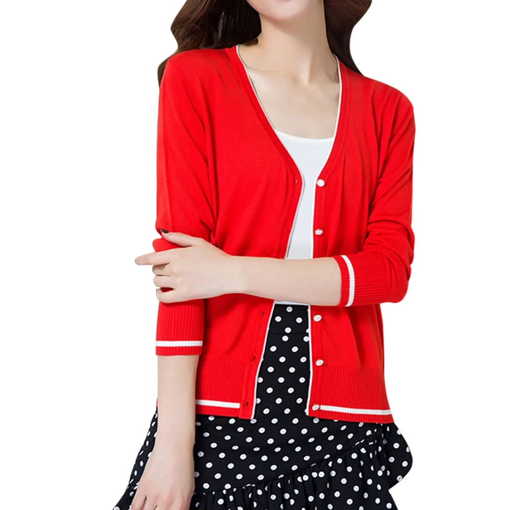 Красный Lady Fashion Women Cardigan Top Knitting Long Sleeve Blouse Loose Coat pull femme nouveaute winter clothes women Autumn - Цвет: Красный
