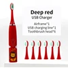 Children Electric Toothbrush Children Cute Cartoon Pattern Waterproof Smart Cleaning IPX7 Sonic Electric Toothbrush For Kids Red