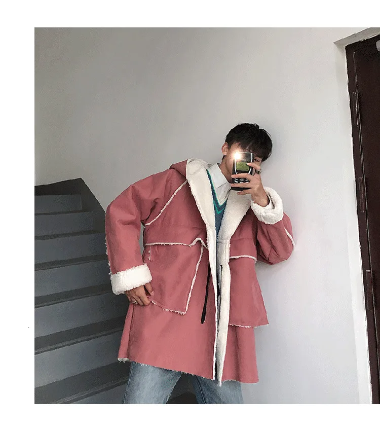 Lamb Wool Fleece Winter Nice Quality Jacket Men Thick Warm Parka Windproof Streetwear Hip Hop Student Clothes Korean Coat