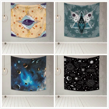 

White Black Sun Moon Printed Tapestry Star Eye Wall Hanging Mandala Polyester Carpet Bedroom Art Home Dorm Decor Tapestries