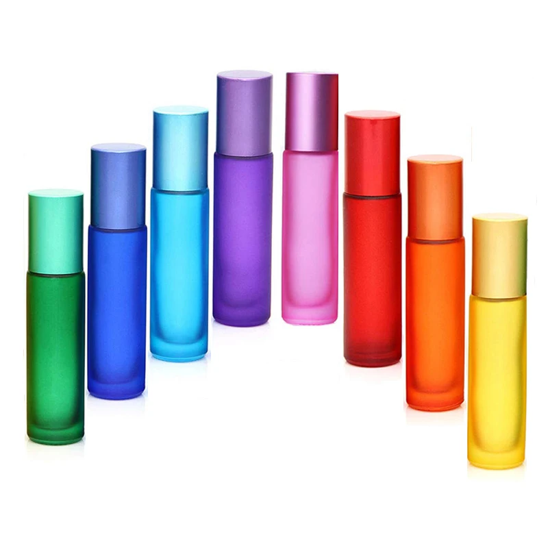 

100PCS Portable Frosted 10ml Glass Roller Essential Oil Perfume Bottles Mist Container Travel Refillable Rollerball Bottle