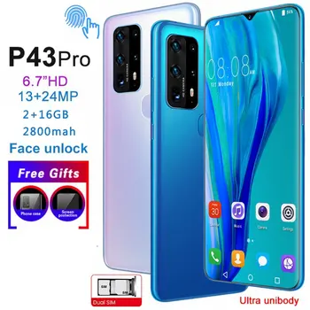 

P43pro 6.7 inch water drop screen 2+16GB mobile phone smart phone Fingerprint unlock technology phone