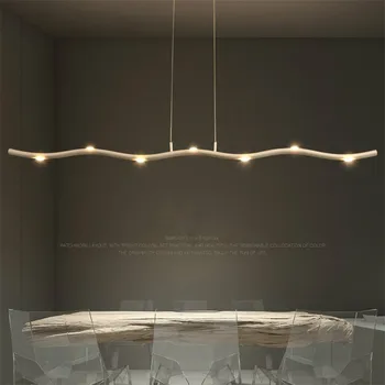 

Modern LED Restaurant Long Strip Pendant Lights Nordic Aluminium Hanging Lamp Loft Industrial Bar Dining Room Deco Light Fixture