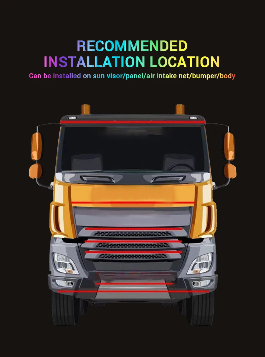 24V Strobe Running Streamer Led Strip Lights For Van Truck Decoration Dynamic Colorful Atmosphere Lamp Flexible DRL Car Styling car interior lights