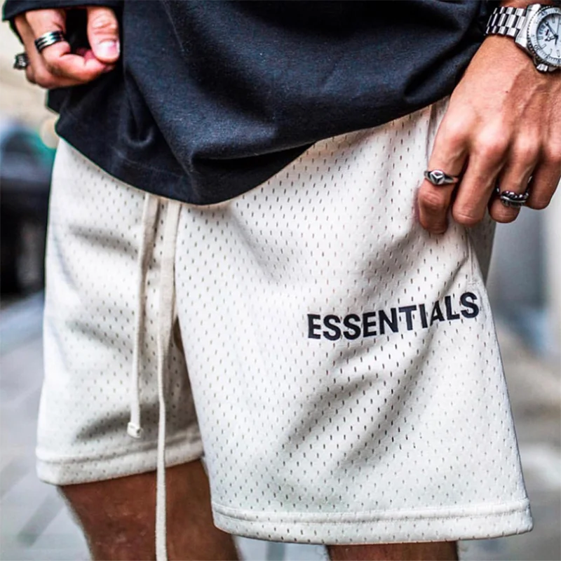 Pantalones cortos deportivos de marca para hombre, Shorts de malla informales con estampado de letras Essential, moda de Hip-Hop, M-3XL