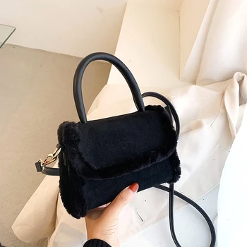 

Pure Color High-quality Tote Bag 2020 Autumn and Winter New Fashion All-match Plush Western Style One-shoulder Messenger Bag