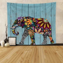 

Laeacco Colorful Elephant Flowers Tapestry Printed Wall Covering Psychedelic Wall Hanging Beach Towel Polyester Thin Blanket Yog