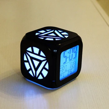 

Multifunction 3D Iron man LED Digital Wall Clock Date Time Nightlight Display Table Desktop Clocks Alarm Clock For Home