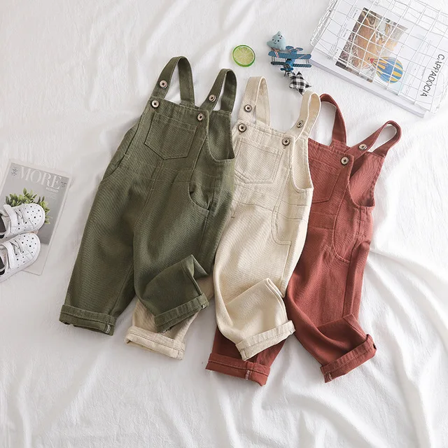 Children's Jumpsuit Fashion Korean Pocket Baby Overalls Toddler Boys Pants Spring Autumn Casual Newborn Baby Girls Jumpsuits New