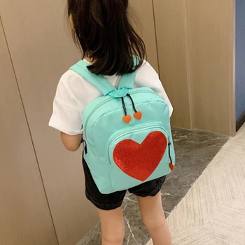 

hot 2019 Candy Color PU Leather Bag DIY Transparent Heart Shape Backpack Schoolbags For Teenage Girls