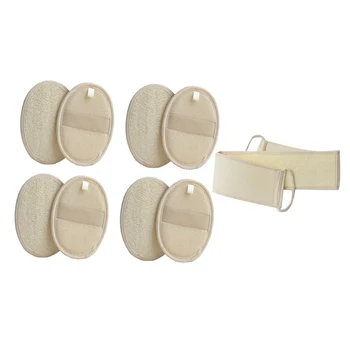 

Natural Exfoliating Loofah Sponge Pads 8 PACKS +1 FREE Loofah Back Scrubber-for Men and Women When Bath Spa and Shower