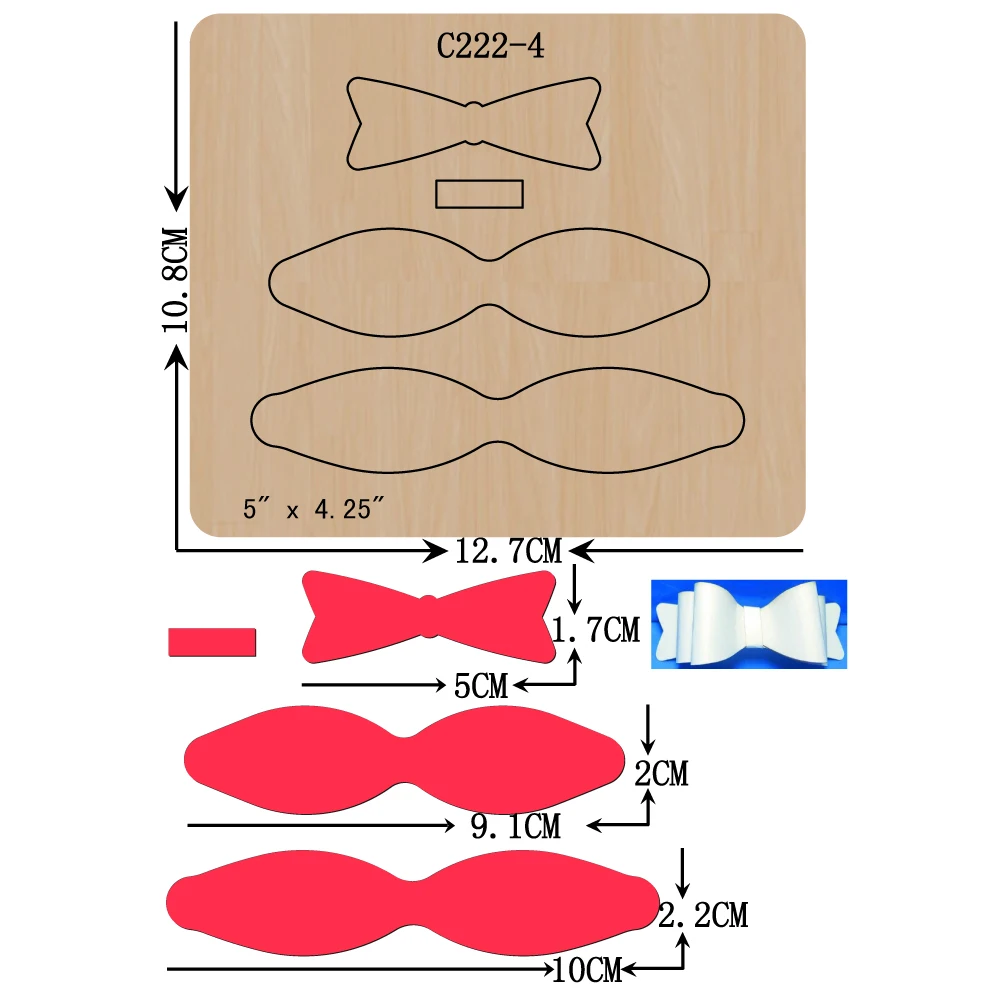 New Bow Wooden die Scrapbooking C 222 4 Cutting Dies for common die