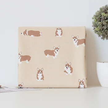 

ZAKKA Corgi Cotton Canvas Homemade Calico Cotton Linen Fabric Telas Patchwork Jelly Roll Strip DIY Quilts Home Textile Design