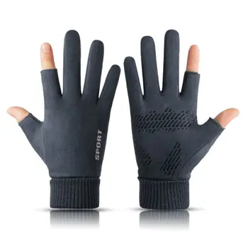 

Touch-screen Cold-proof Warm Fleece Gloves Sports Climbing Skiing Golves Leak 2 fingers Cycling Gloves