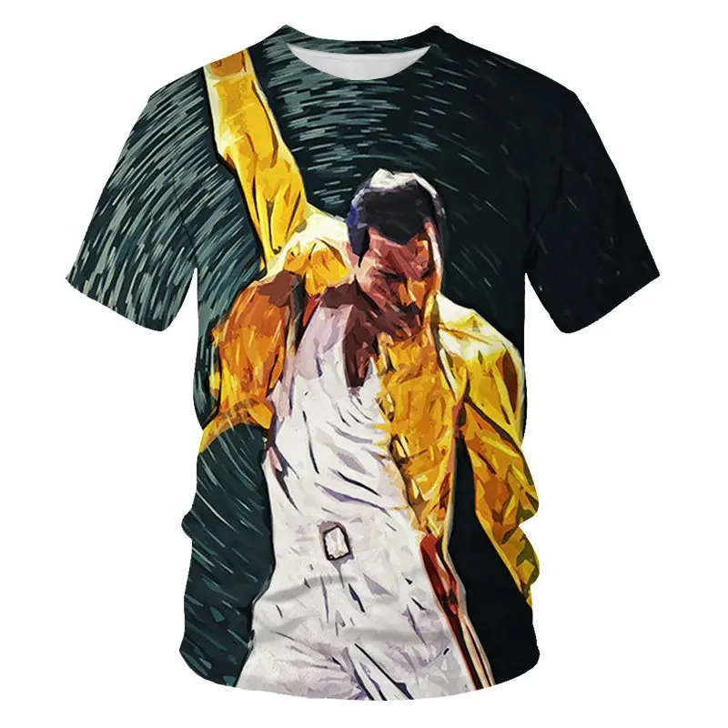 Хип-хоп Фредди Меркьюри футболка для мужчин 3d известная певица футболки мужские странные вещи Повседневная футболка Летняя мода рэп 3D футболки