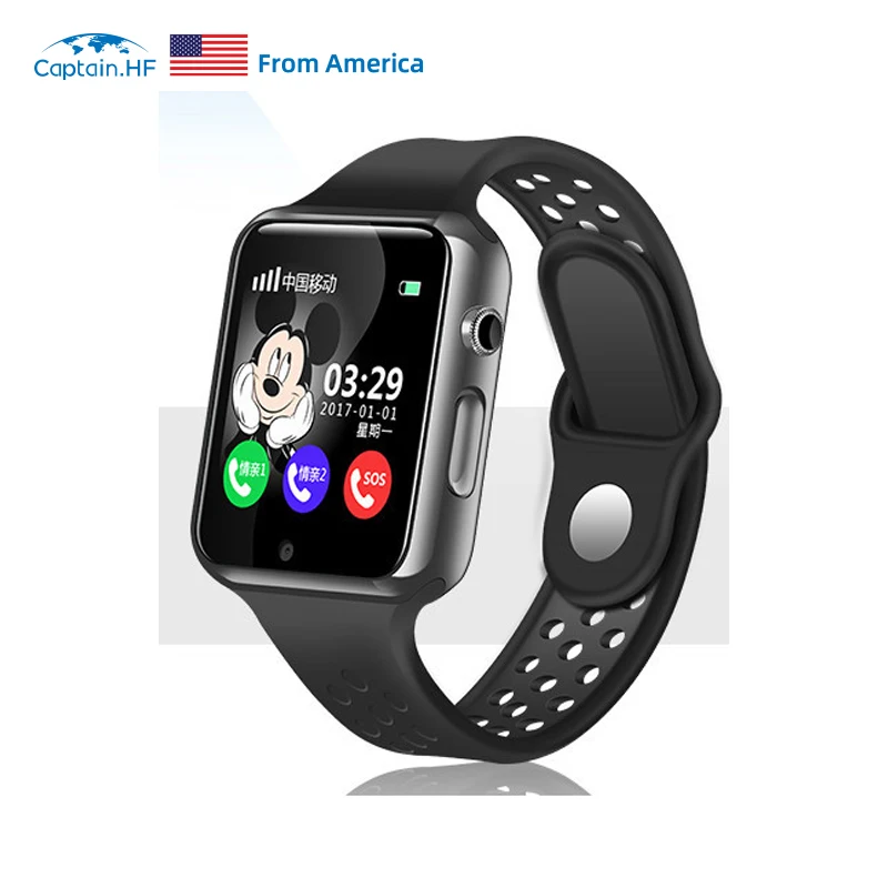US Captain HF Детские часы Умные Часы Smart Часы Поддержка GPS, Wi-Fi и LBS, Whatsapp, Twitter, кнопки SOS Детские Смарт Часы - Цвет: Black