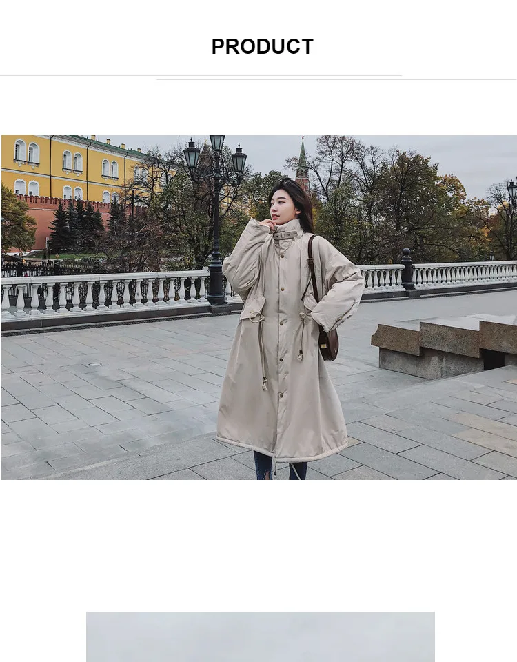 Корейский стиль, абрикосовый, красивый, стоячий воротник, длинный, овечья шерсть, внутренняя одежда, хлопковое пальто, с завязками на талии, облегающая рабочая одежда, Cott