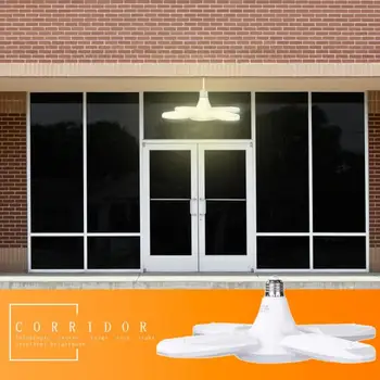 

45/75/60W E27 Deformable LED Garage Light Fan Blade Angle High Bay Industrial Lamp Adjustable Ceiling Lamp Workshop Garage Light